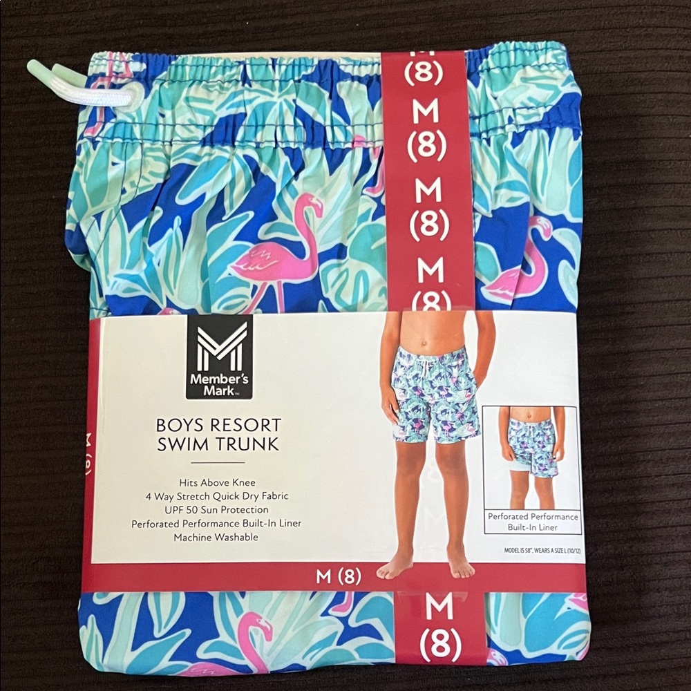 Member's Mark Boys Resort Swim Trunk - Blue and Pink